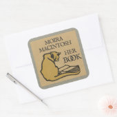 ヴィンテージ猫カスタムブックプレートステッカー スクエアシール (封筒)