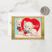 ヴィンテージ猫キッズバレンタインデバレンタイン ノートカード (正面/裏面インサイチュ)