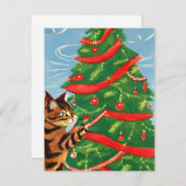 ヴィンテージ猫クリスマスカード シーズンカード (正面/裏面)