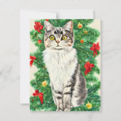 ヴィンテージ猫クリスマスカード シーズンカード (正面)