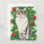 ヴィンテージ猫クリスマスカード シーズンカード (正面/裏面)
