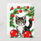 ヴィンテージ猫クリスマスカード シーズンカード (正面/裏面)