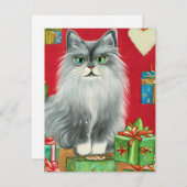 ヴィンテージ猫クリスマスカード シーズンカード (正面/裏面)
