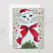 ヴィンテージ猫クリスマスカード シーズンカード (正面/裏面)