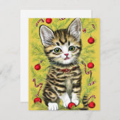 ヴィンテージ猫クリスマスカード シーズンカード (正面/裏面)