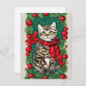 ヴィンテージ猫クリスマスカード シーズンカード (正面/裏面)