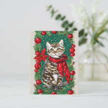 ヴィンテージ猫クリスマスカード