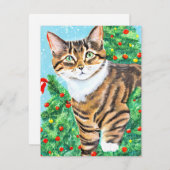 ヴィンテージ猫クリスマスカード シーズンカード (正面/裏面)