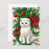 ヴィンテージ猫クリスマスカード シーズンカード (正面/裏面)