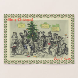 ヴィンテージ猫クリスマスパーティーおもしろい 箔カード