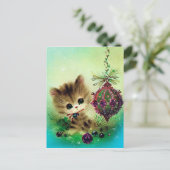 ヴィンテージ猫クリスマスホリデー葉書 シーズンポストカード (スタンド正面)