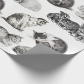ヴィンテージ猫スケッチキットンパターンコラージュ ラッピングペーパー (角)
