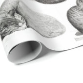 ヴィンテージ猫スケッチキットンパターンコラージュ ラッピングペーパー (ロールコーナー)