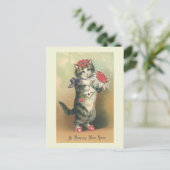 「ヴィンテージ猫ハッピーニューイヤー」はがき シーズンポストカード (スタンド正面)