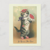 「ヴィンテージ猫ハッピーニューイヤー」はがき シーズンポストカード (正面)