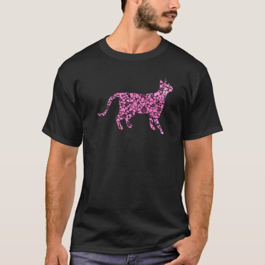 ヴィンテージ猫ハートレトロ猫 Tシャツ (正面)