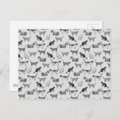 ヴィンテージ猫パターン ポストカード (正面/裏面)