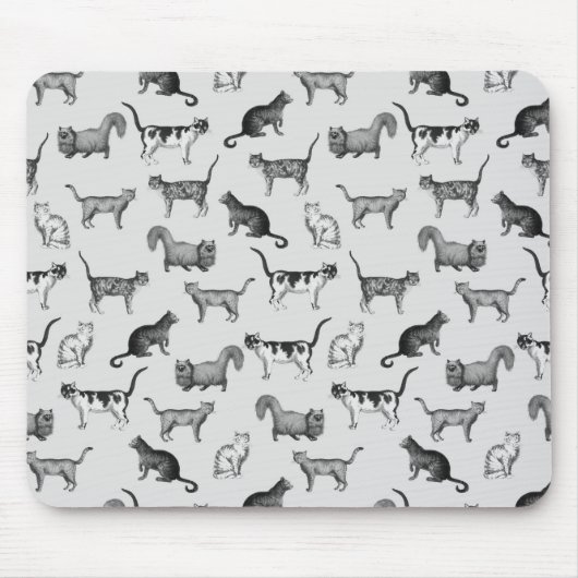 ヴィンテージ猫パターン マウスパッド (正面)