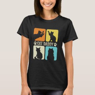 ヴィンテージ猫パパと可愛い猫 Tシャツ