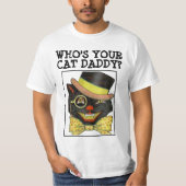 ヴィンテージ猫パパ黒猫Tシャツ Tシャツ (正面)