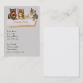 ヴィンテージ猫ファミリービジネスカード 名刺 (正面/裏面)