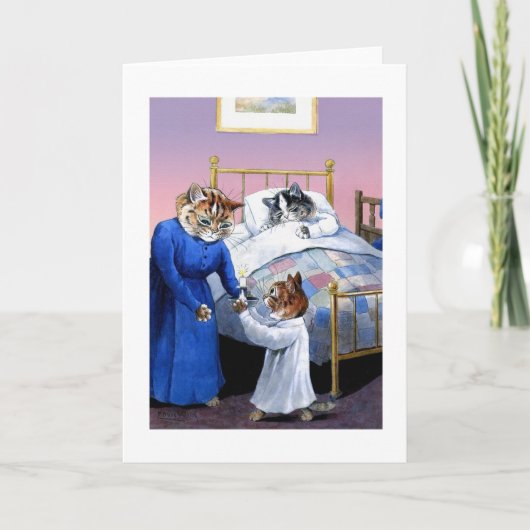 ヴィンテージ猫ベッドタイムカードbyルイワーイン カード (正面)