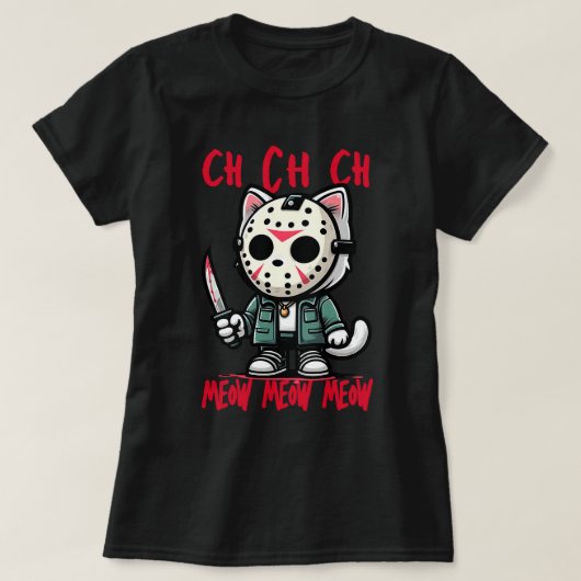 ヴィンテージ猫ホラー映画ハロウィーン Tシャツ (デザイン正面)