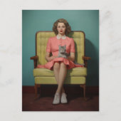 ヴィンテージ猫ママ ポストカード (正面)