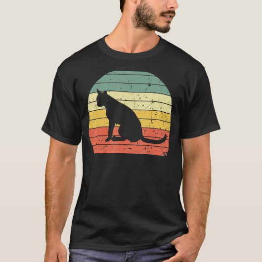 ヴィンテージ猫レトロ猫シルエット動物70s 80s tシャツ (正面)