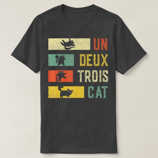 ヴィンテージ猫レトロUn Deuxトリス猫おもしろい値リスト Tシャツ (デザイン正面)