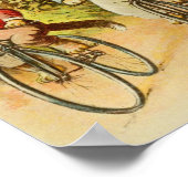 ヴィンテージ猫乗用自転車イラストレーション ポスター (角)