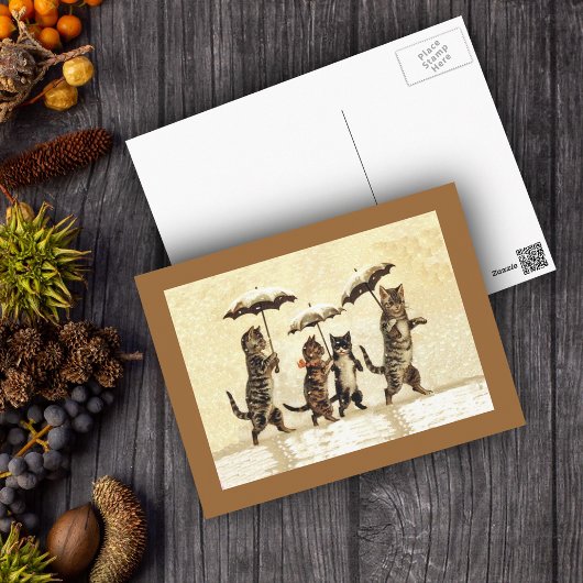 ヴィンテージ猫傘 ポストカード