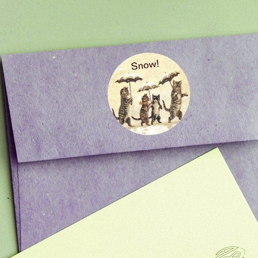 ヴィンテージ猫傘 ラウンドシール