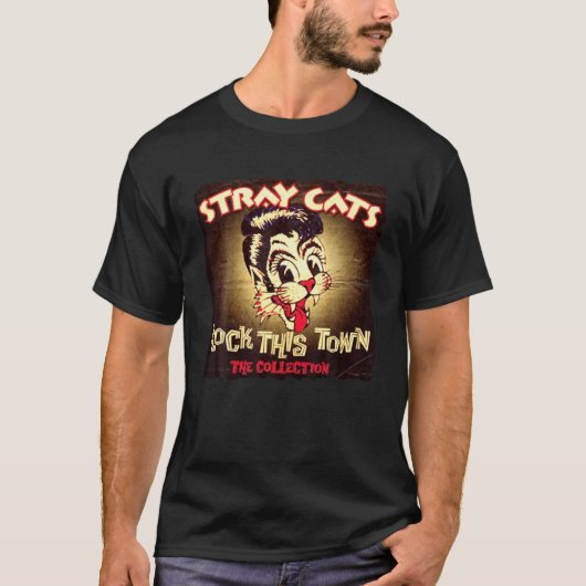 ヴィンテージ猫動物デザイン野良音楽バンド Tシャツ (正面)