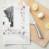 ヴィンテージ猫愛引用文のハートの芸術 キッチンタオル (四つ折り)