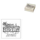 ヴィンテージ猫本棚蔵書票 ラバースタンプ (押印)