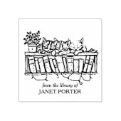 ヴィンテージ猫本棚蔵書票 ラバースタンプ (インプリント)