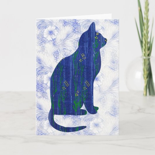 ヴィンテージ猫柄Pattern Art Note Card 5 カード (正面)