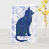 ヴィンテージ猫柄Pattern Art Note Card 5 カード (黄色い花)