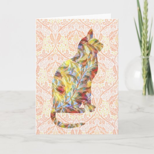 ヴィンテージ猫柄Pattern Art Note Card 6 カード (正面)