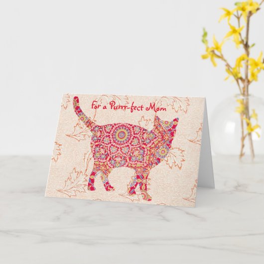 ヴィンテージ猫模様の完璧な母の日カード カード (黄色い花)