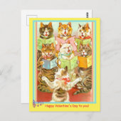 ヴィンテージ猫歌バレンタインデー葉書alt。タック ポストカード (正面/裏面)