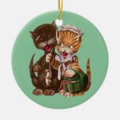 ヴィンテージ猫用ねずみギフトバスケット セラミックオーナメント (正面)