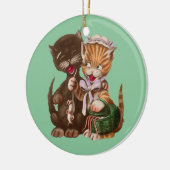 ヴィンテージ猫用ねずみギフトバスケット セラミックオーナメント (左)