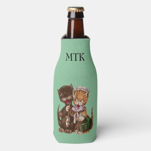ヴィンテージ猫用ねずみギフトバスケット ボトルクーラー (ボトル正面)