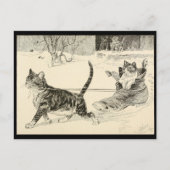 ヴィンテージ猫1883イラストレーション、靴におもしろいに乗る ポストカード (正面)