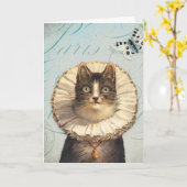 ヴィンテージ猫 カード (黄色い花)