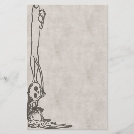 ヴィンテージ猫、スカル及びフクロウの文房具 便箋 (正面)