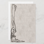 ヴィンテージ猫、スカル及びフクロウの文房具 便箋 (正面/裏面)