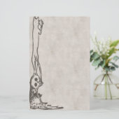 ヴィンテージ猫、スカル及びフクロウの文房具 便箋 (スタンド正面)